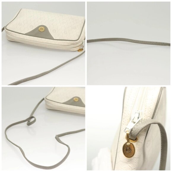 Christian Dior Honeycomb Canvas Shoulder Bag PVC White Gold Auth sw752 - Picture 16 of 16